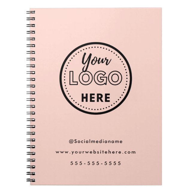 Professional Branding Minimalist Blush Pink Logo Notebook (Front)