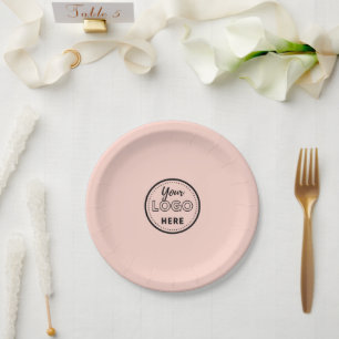 Professional Branding Minimalist Blush Pink Logo Paper Plate