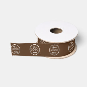 Professional Branding Minimalist Dark Brown Logo Grosgrain Ribbon