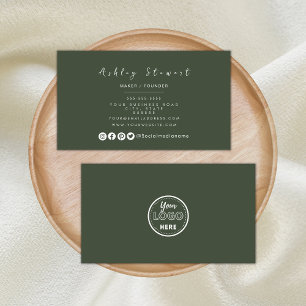 Professional Branding Minimalist Forest Green Logo Business Card