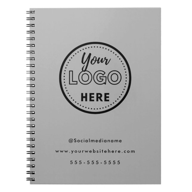 Professional Branding Minimalist Grey Promo Logo Notebook (Front)
