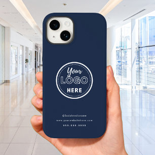 Professional Branding Minimalist Navy Blue Logo iPhone 14 Case