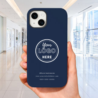 Professional Branding Minimalist Navy Blue Logo iPhone 14 Case