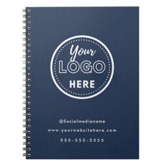 Professional Branding Minimalist Navy Blue Logo Notebook