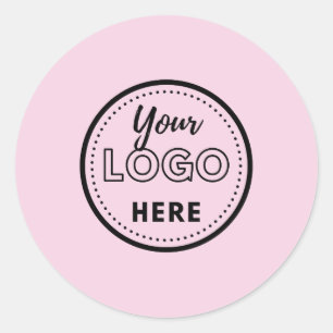 Professional Branding Minimalist Pink Promo Logo Classic Round Sticker