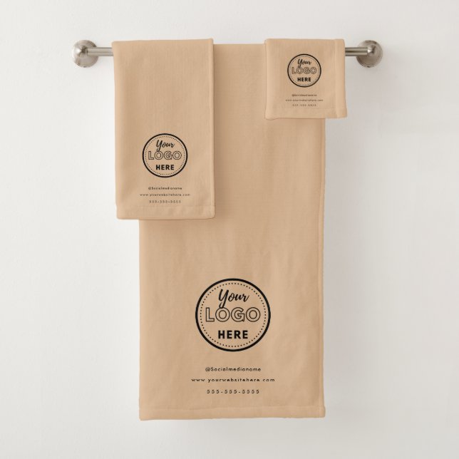 Professional Branding Minimalist Rustic Promo Logo Bath Towel Set (Insitu)