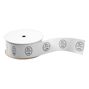 Professional Branding Minimalist White Logo Grosgrain Ribbon