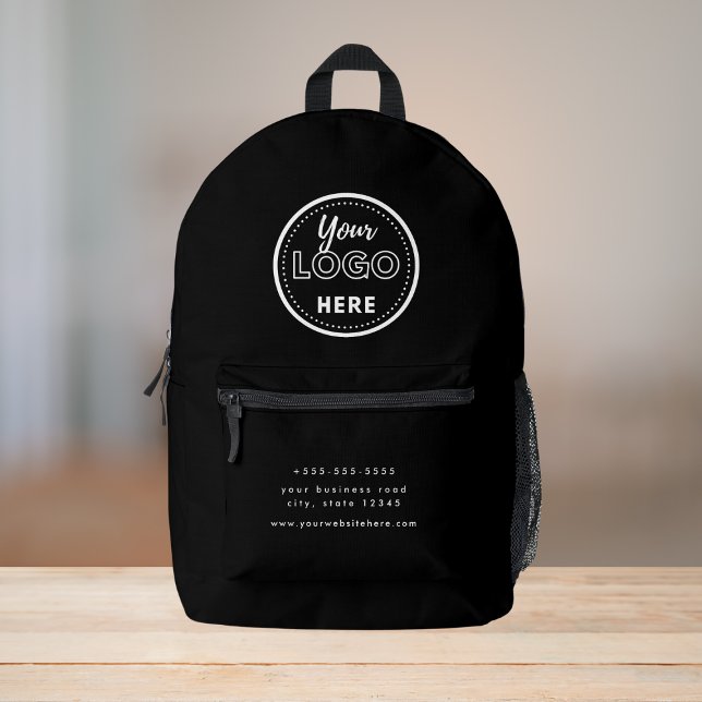 Professional Branding Modern Black Promo Logo Printed Backpack (Creator Uploaded)