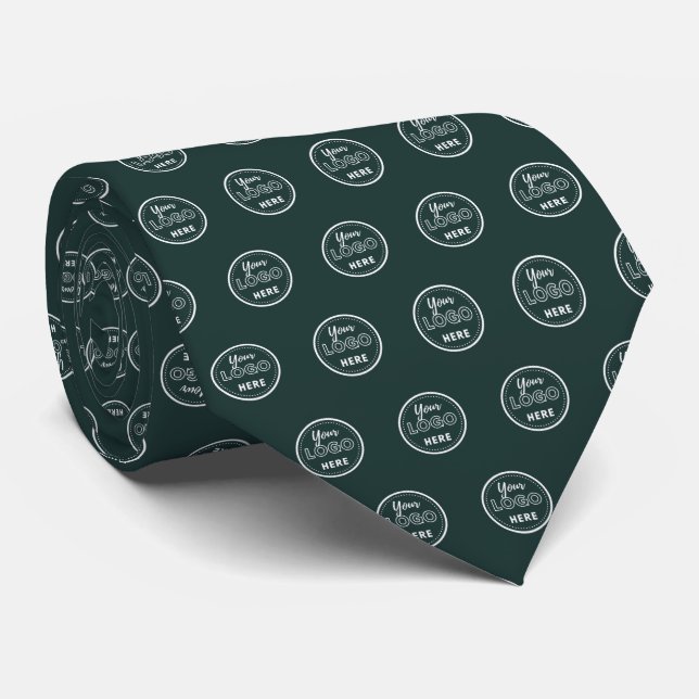 Professional Branding Modern Dark Green Logo Tie (Rolled)