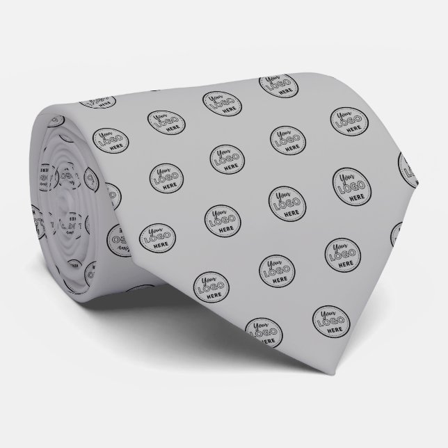 Professional Branding Modern Grey Logo Tie (Rolled)