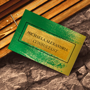 Professional Brushed Gold Metallic Green Business Card