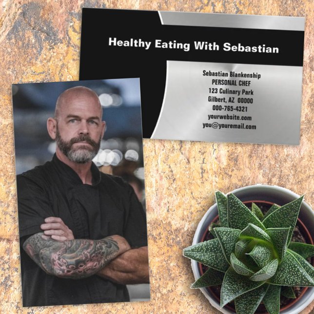 Professional Brushed Steel FRONT Custom Photo BACK Business Card (Creator Uploaded)