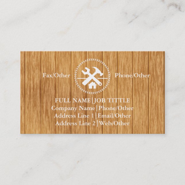 Professional Builder Carpenter Tools Woodworking B Business Card (Front)