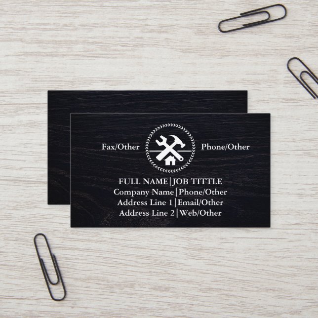 Professional Builder Carpenter Tools Woodworking Business Card (Front/Back In Situ)