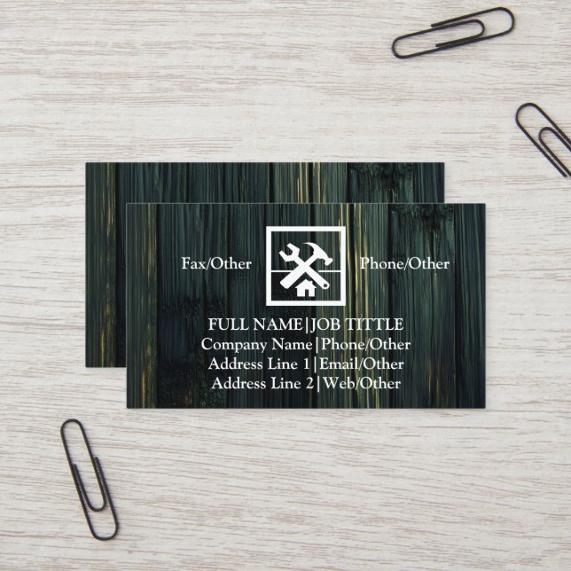 Professional Builder Carpenter Tools Woodworking Business Card (Front/Back In Situ)