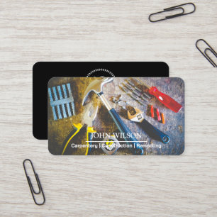Professional Builder Carpenter Tools Woodworking Business Card
