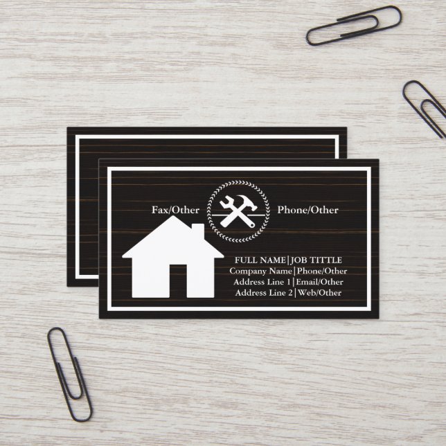 Professional Builder Carpenter Tools Woodworking Business Card (Front/Back In Situ)