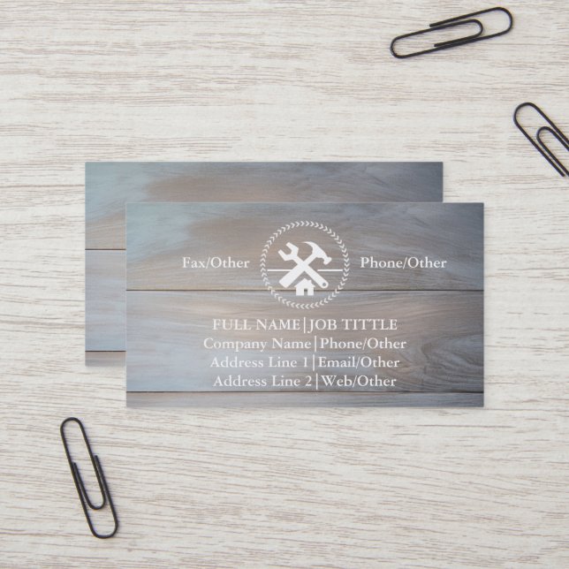 Professional Builder Carpenter Tools Woodworking Business Card (Front/Back In Situ)