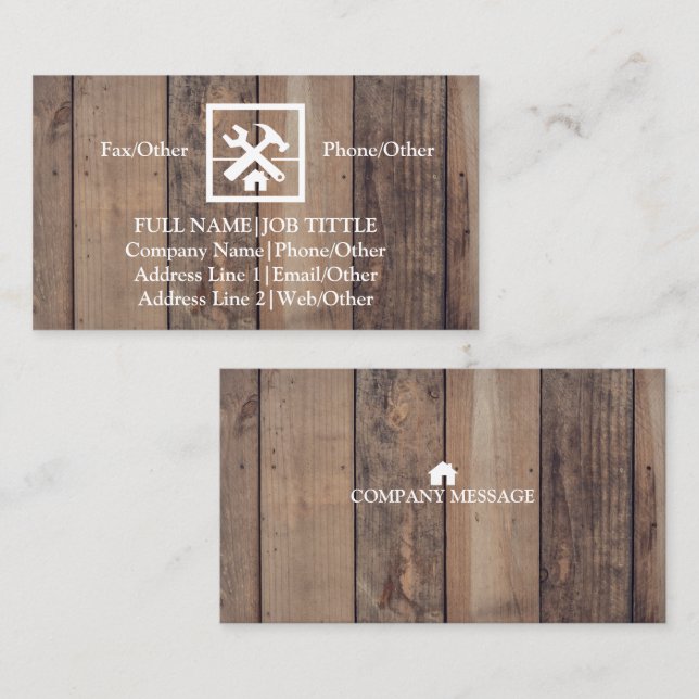 Professional Builder Carpenter Tools Woodworking Business Card (Front/Back)