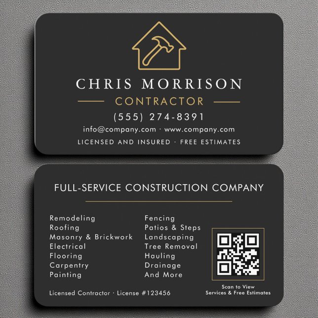Professional Builder & Contractor Business QR Code Card (Creator Uploaded)