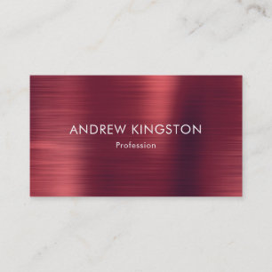 Professional Burgundy Faux Brushed Metallic Steel Business Card
