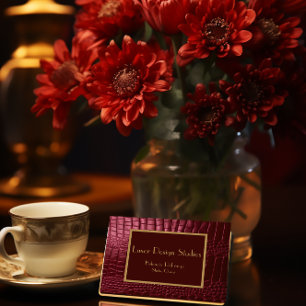 Professional Burgundy Faux Crocodile Custom Business Card