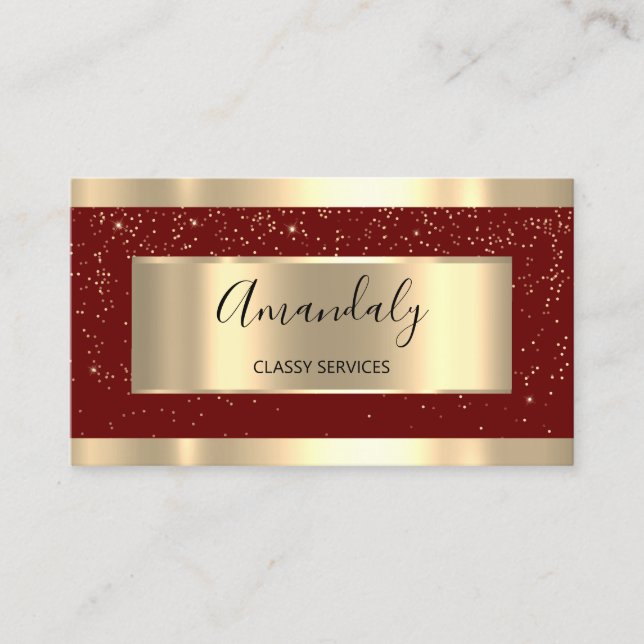 Professional Burgundy Gold Hairdresser Event Weddi Business Card (Front)