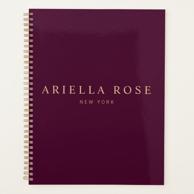 Professional Burgundy Modern Elegant  Planner (Front)