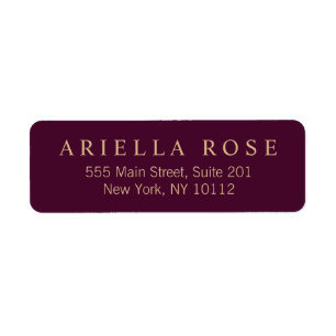 Professional Burgundy Modern Elegant  Return Address Label