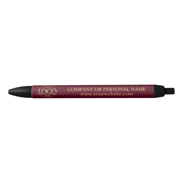Professional Burgundy Red Custom Business Logo Blue Ink Pen (Front)