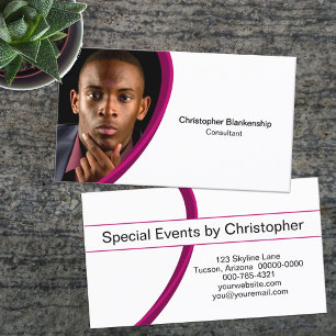 Professional Burgundy White Custom Photo Front Business Card