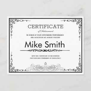 Professional Business Award Postcard Custom Cert