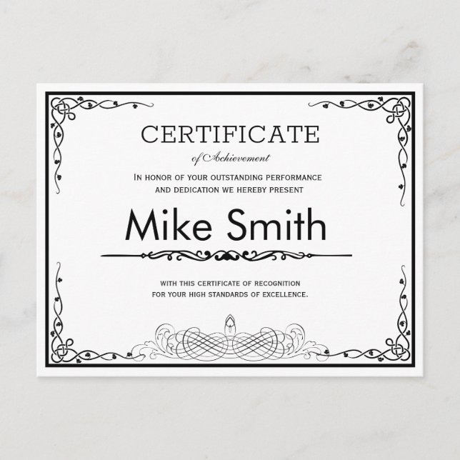 Professional Business Award Postcard | Custom Cert (Front)