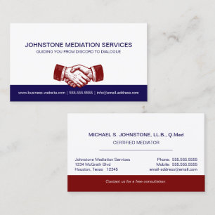 Professional Business Blue Red Handshake Card