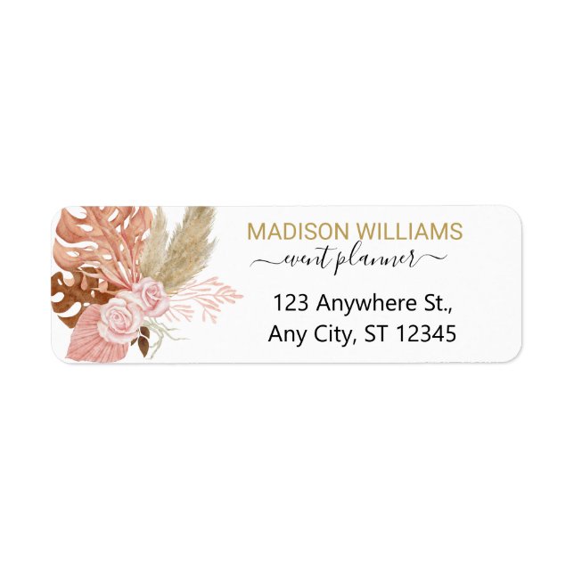 Professional Business Boho Flowers Return Address Return Address Label (Front)