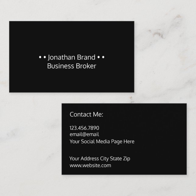 Professional Business Broker Business Cards (Front/Back)