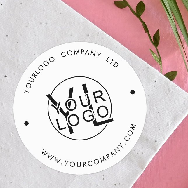 Professional Business Company Black Logo Corporate Classic Round Sticker (Creator Uploaded)