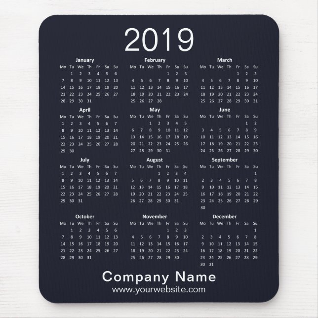 Professional Business Company Calendar Mouse Pad (Front)