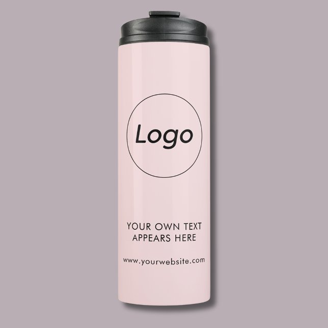 Professional Business Company Corporate Logo Pink Thermal Tumbler (Custom professional logo branded thermal tumble bottle.  Add your own business details.)