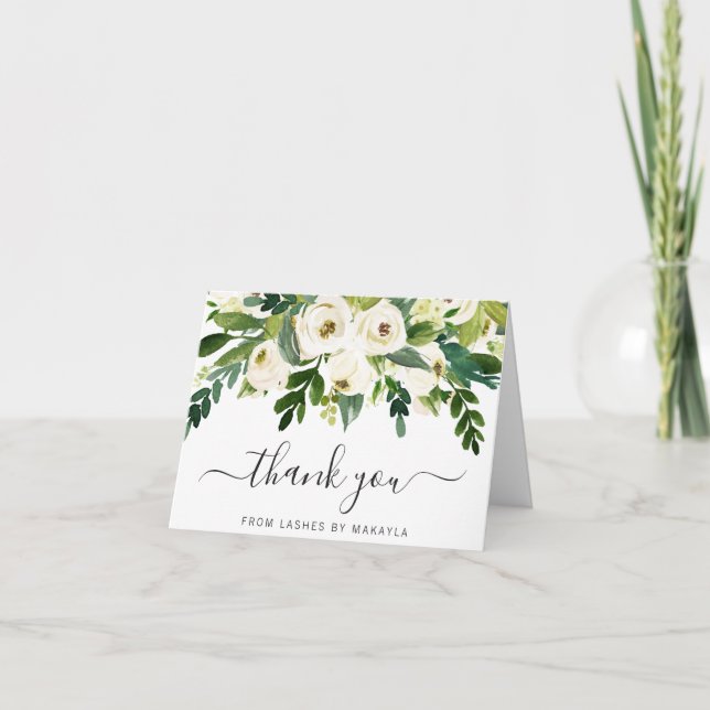 Professional Business Elegant Floral and Greenery Thank You Card (Front)