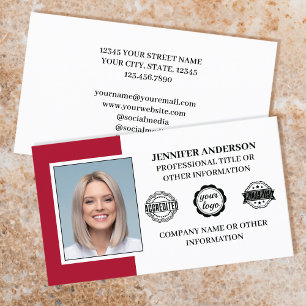 Professional Business Employee Custom Photo Red Card