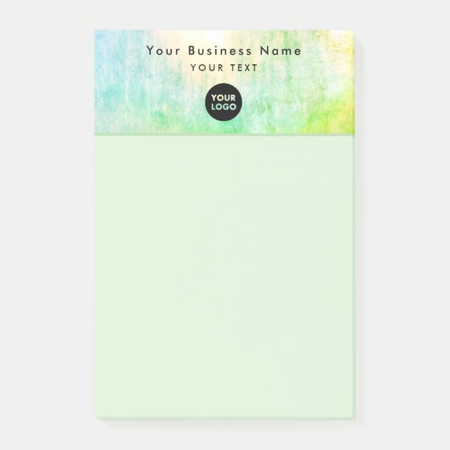 Professional Business Light Green Coloured Logo 4x Post-it Notes (Front)
