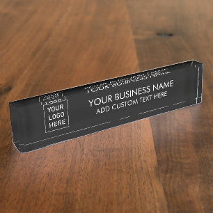 Professional Business Logo and Text Company Black Nameplate