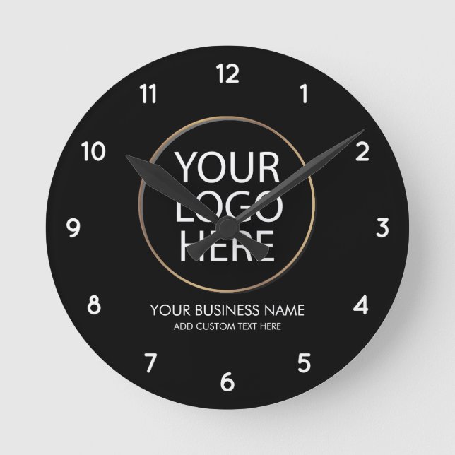 Professional Business Logo and Text Company Black  Round Clock (Front)