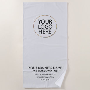 Professional Business Logo and Text Company White Beach Towel