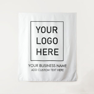 Professional Business Logo and Text Company white Tapestry