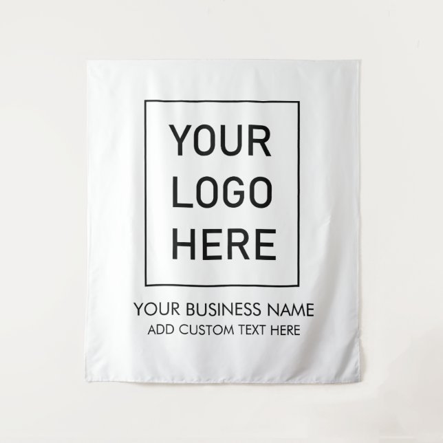 Professional Business Logo and Text Company white Tapestry (Front)