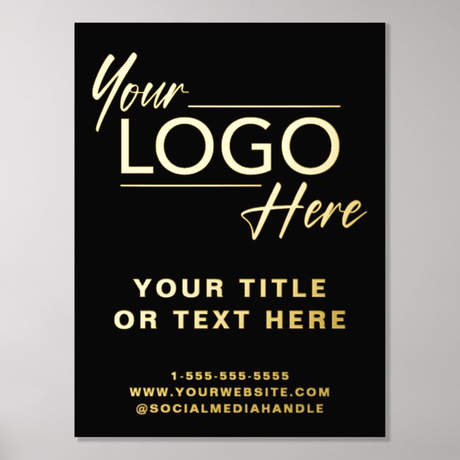 Professional Business Logo Black Gold Foil Prints (Front)