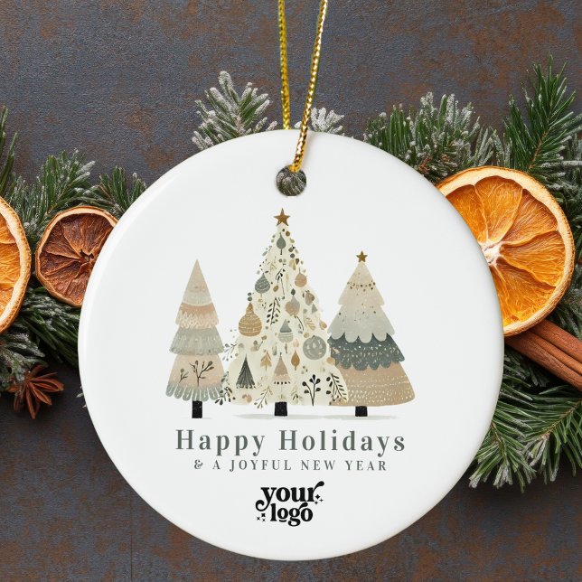 Professional Business Logo Client Gift Christmas Ceramic Ornament (Creator Uploaded)