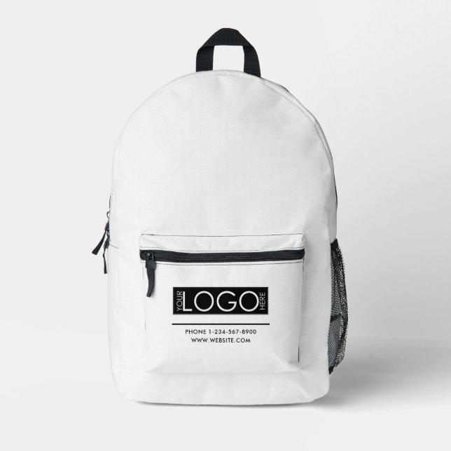 Professional Business Logo Contact Details Simple Printed Backpack (Front)